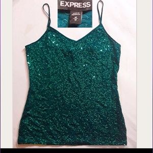 Express emerald green sequin cami
